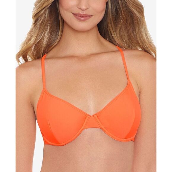 1661 salt + Cove  Salt + Cove Juniors Solid Underwire Bikini Top Orange sz S new - Picture 1 of 2